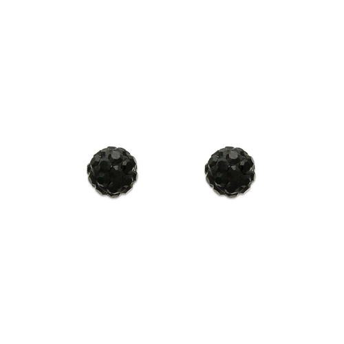 343-501BK 5mm Black Enamel Ball CZ Stud Earrings