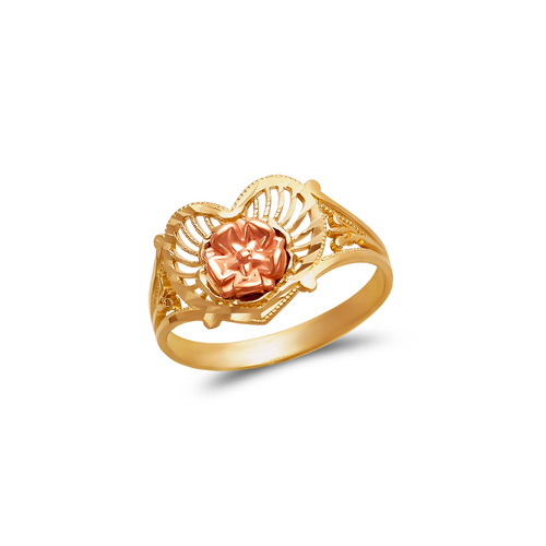 678-217 Ladies Heart Rose Filigree Ring