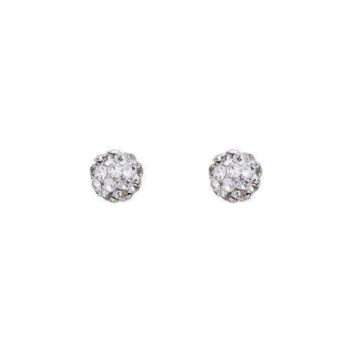 343-501WH 5mm Ball White Enamel CZ Stud Earrings