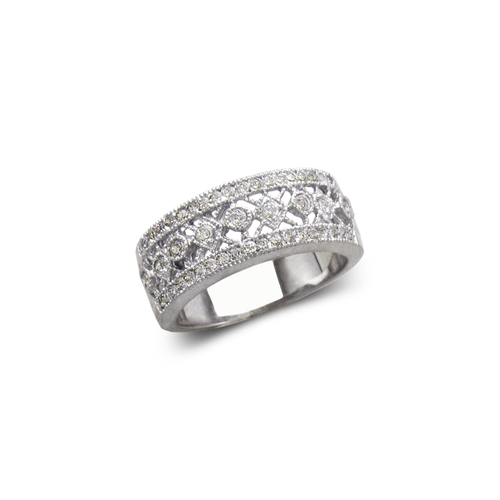 873-305W Ladies Fashion White Band CZ Ring