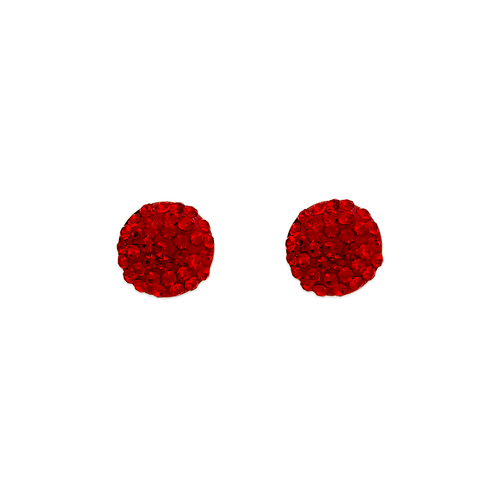 343-503RD Red Flat Ball Enamel CZ Stud Earrings 8mm