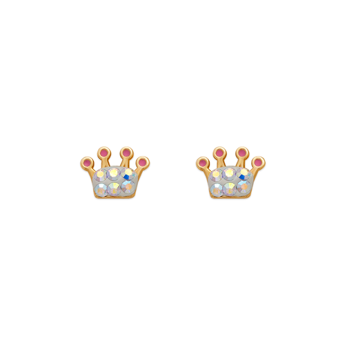343-504 Crown Enamel CZ Stud Earrings