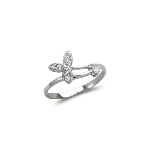 873-359W Ladies Fashion White Flower CZ Ring