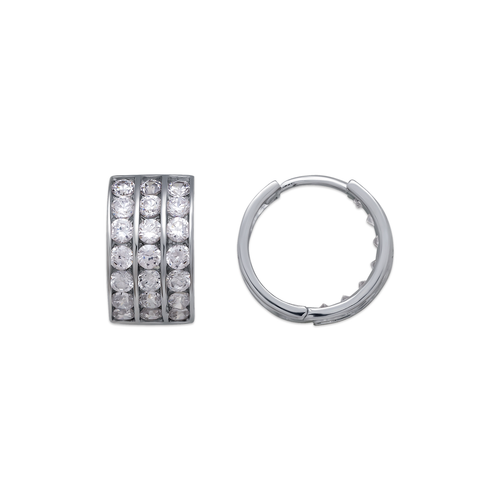 443-056W 12mm Huggie CZ Earrings