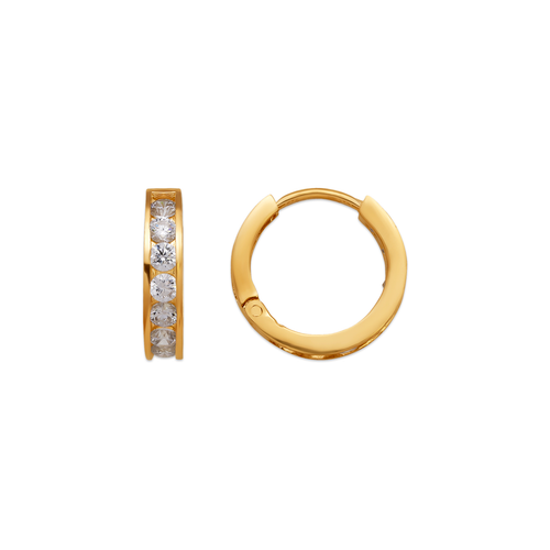 443-063 13mm Huggie CZ Earrings