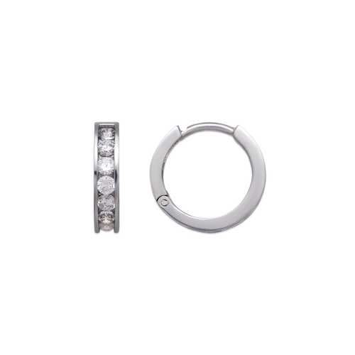 443-063W 13mm Huggie CZ Earrings