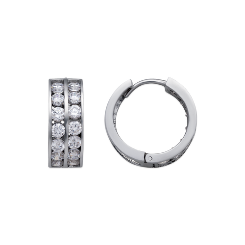443-067W 18mm Huggie CZ Earrings