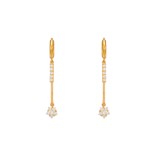 443-113 Fancy Flower Drop CZ Earrings