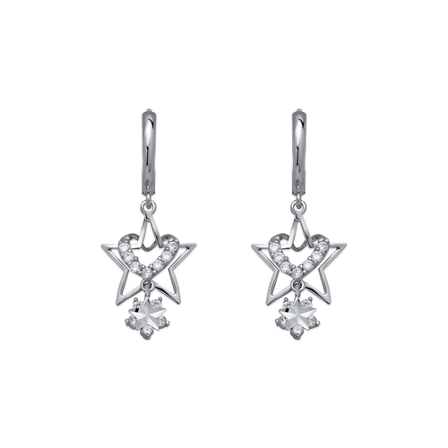 443-118W Fancy Heart and Star CZ Earrings