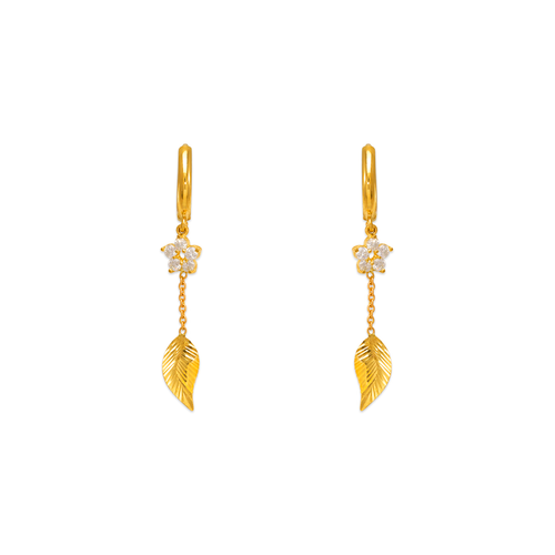 443-127 Fancy Leaf Dangling CZ Earrings