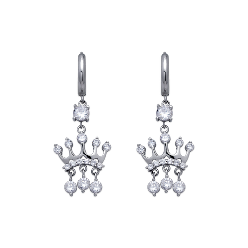 443-128W Fancy Crown CZ Earrings