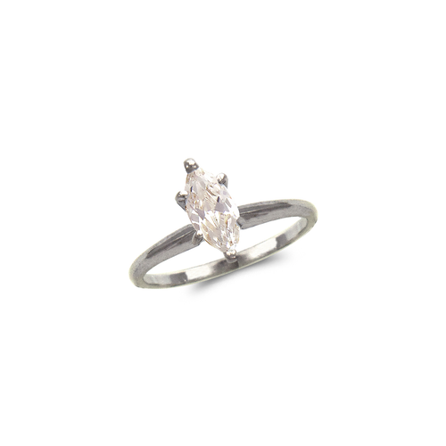 673-574W Ladies Fashion White Marquise Solitaire CZ Ring