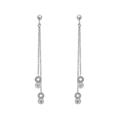 443-707W Fancy Layered Cirle Dangling CZ Earrings