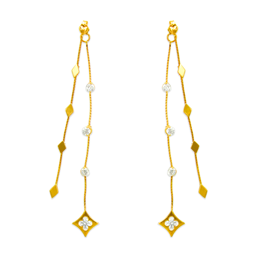 443-752 2pc Layered Dangling CZ Earrings