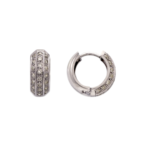 443-626W 14mm Fancy Huggie CZ Earrings