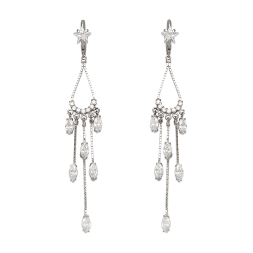 443-314W Fancy Chandelier Drop CZ Earrings