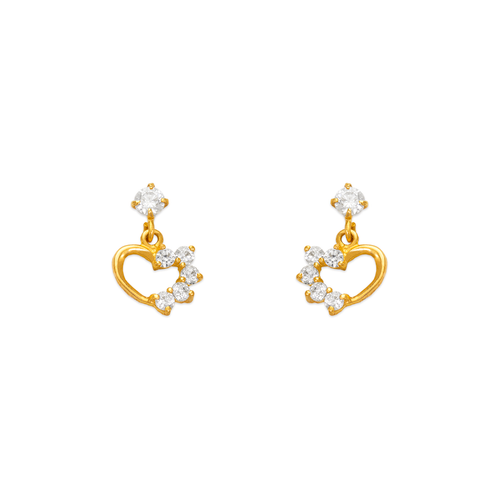 443-402 Dangling Heart CZ Stud Earrings