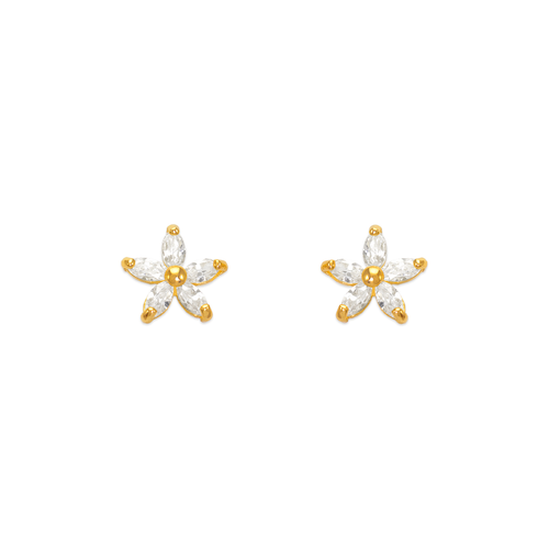 443-411 Flower CZ Stud Earrings