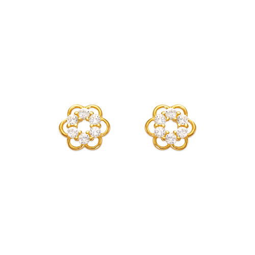 443-433 Flower CZ Stud Earrings