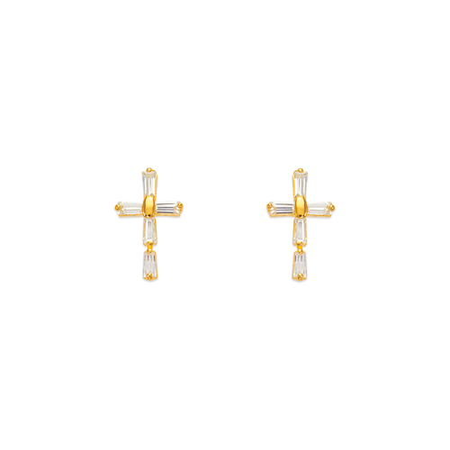 443-466 Cross CZ Stud Earrings