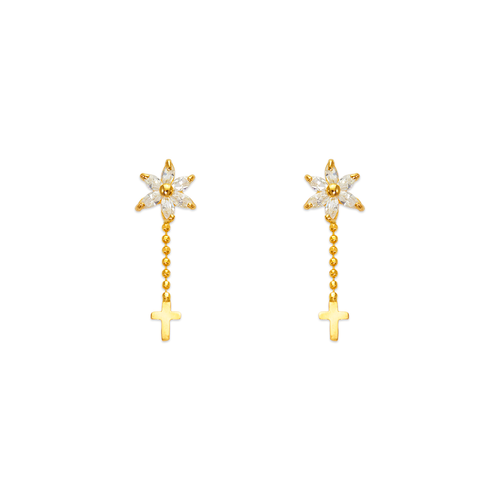 443-468 Dangling Cross CZ Stud Earrings