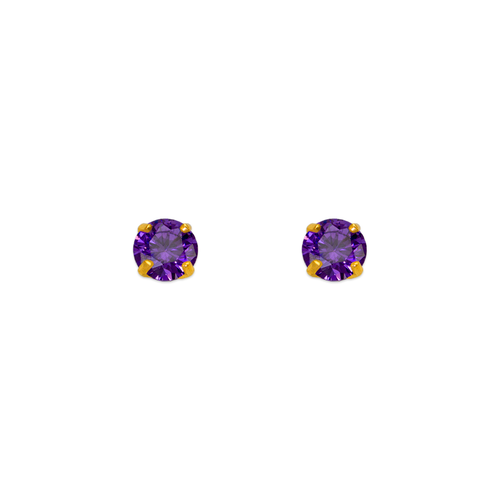 543-101PL Purple Amethyst Birthstone CZ Screwback Stud Earrings