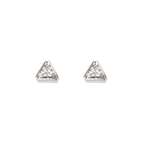 543-150W Triangle Beveled CZ Stud Earrings