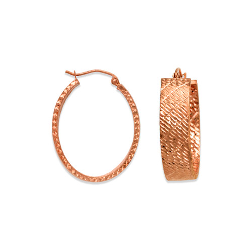 546-661RS 1.5x8mm Square Tube Rose Hoop Earrings