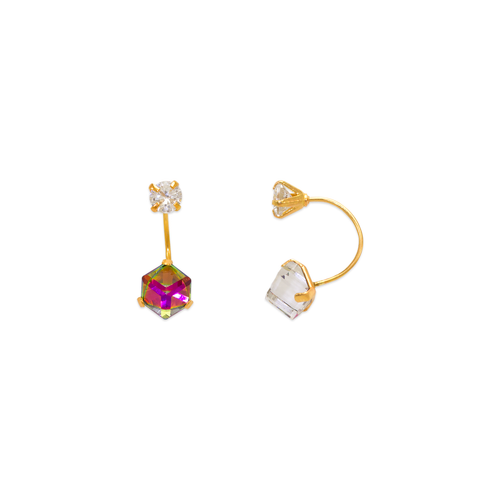 343-612 Disco Cube Telephone CZ Stud Earrings