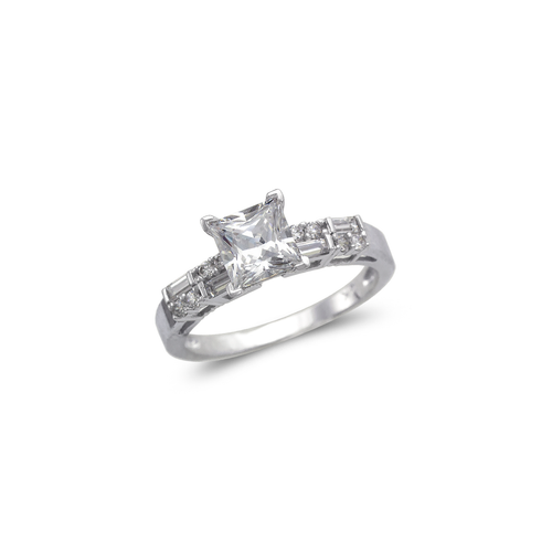 773-105W Ladies Fancy White Princess Cut Solitaire CZ Ring