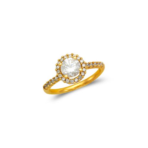 773-110 Ladies Fancy Halo Solitaire CZ Ring