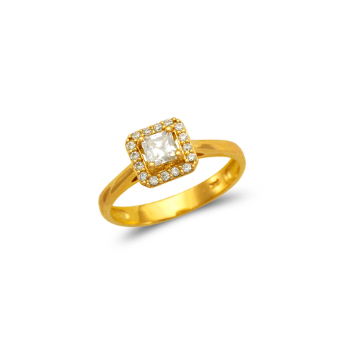 773-111 Ladies Fancy Halo Princess Cut Solitaire CZ Ring