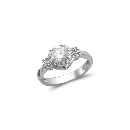 773-114W Ladies Fancy White Solitaire CZ Ring