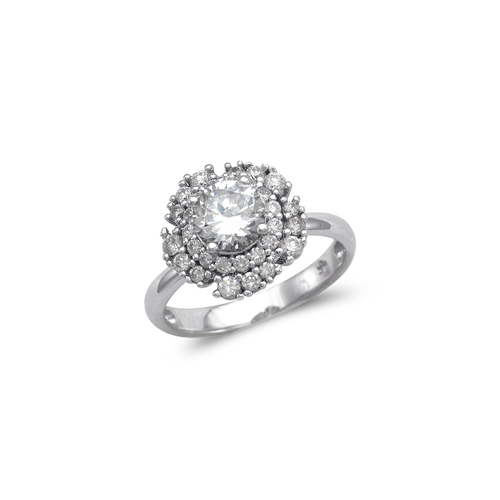 773-116W Ladies Fancy White Flower Solitaire CZ Ring