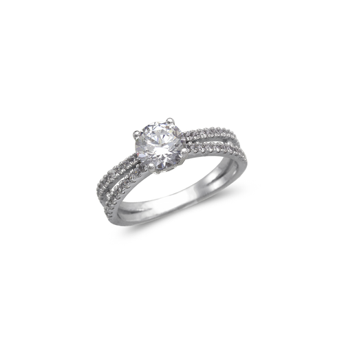 773-117W Ladies Fancy White Solitaire CZ Ring