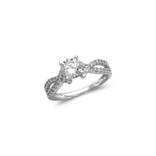 773-119W Ladies Fancy White Solitaire CZ Ring