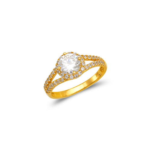 773-120 Ladies Fancy Halo Solitaire CZ Ring
