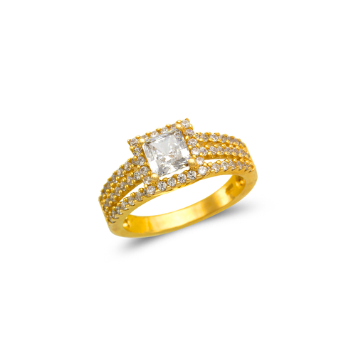 773-126 Ladies Fancy Princess Cut Halo Solitaire CZ Ring