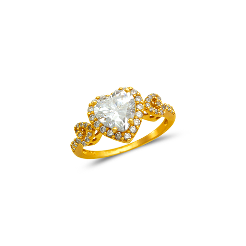 773-130 Ladies Fancy Heart Halo Solitaire CZ Ring