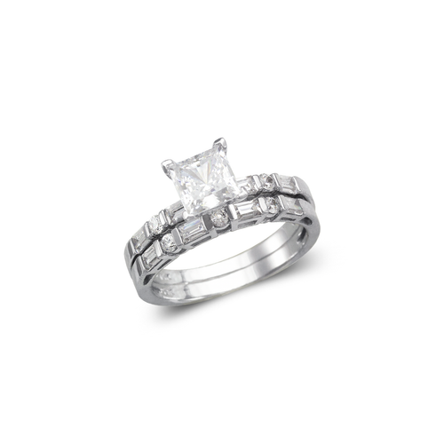 773-302W Ladies Fancy White Princess Cut Soiltaire CZ Ring