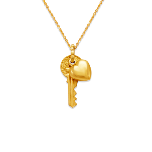 166-032 Large Heart and Key Charm Pendant