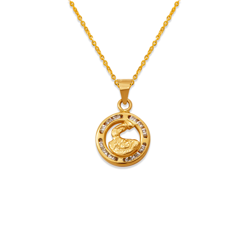 367-003 Mini Round Baptism CZ Pendant