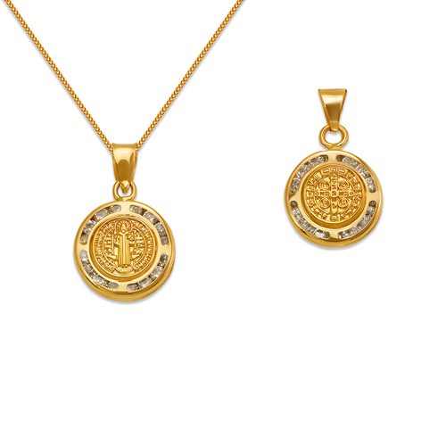 367-391 Mini Round San Benito Two-Sided CZ Pendant