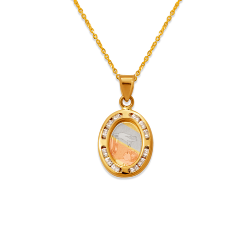 367-062T Oval Baptism CZ Pendant