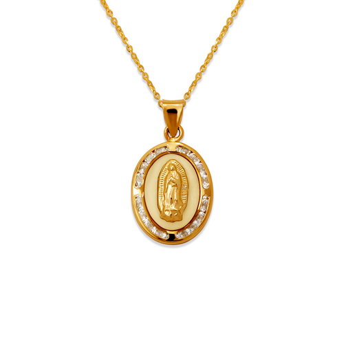 367-281WH Guadalupe Enamel CZ Pendant