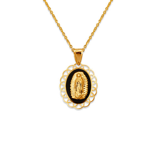 367-287BK Black Guadalupe Enamel CZ Pendant