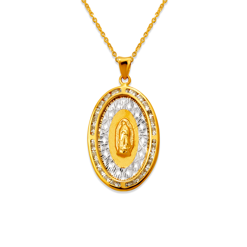 367-382Z Two Tone Guadalupe CZ Pendant