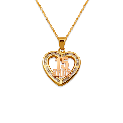 367-511T 15 Anos Heart CZ Pendant