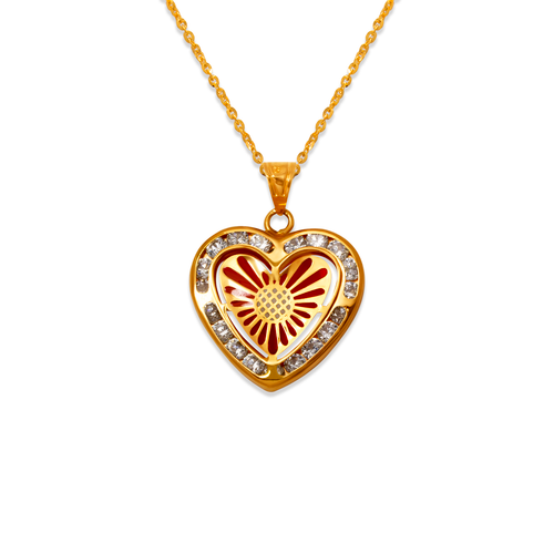 367-775 Heart Enamel CZ Pendant