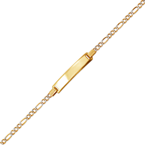 126-201ZB-060 Kids Hollow Figaro Pave ID Bracelet